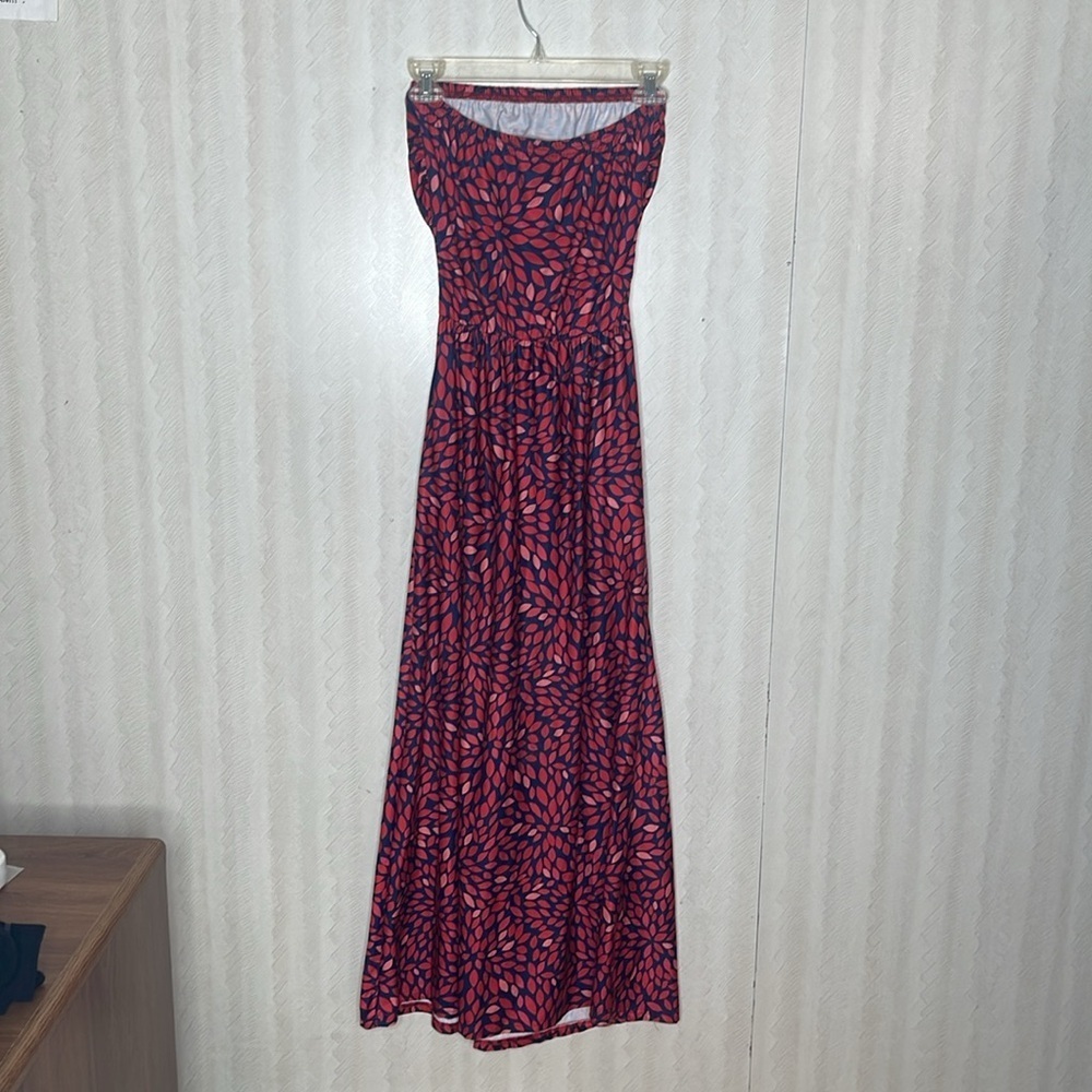 ❤️ CLEARLOVE Women Strapless Casual Loose Ruched Maxi Dress with Pockets Size S - Picture 5 of 6